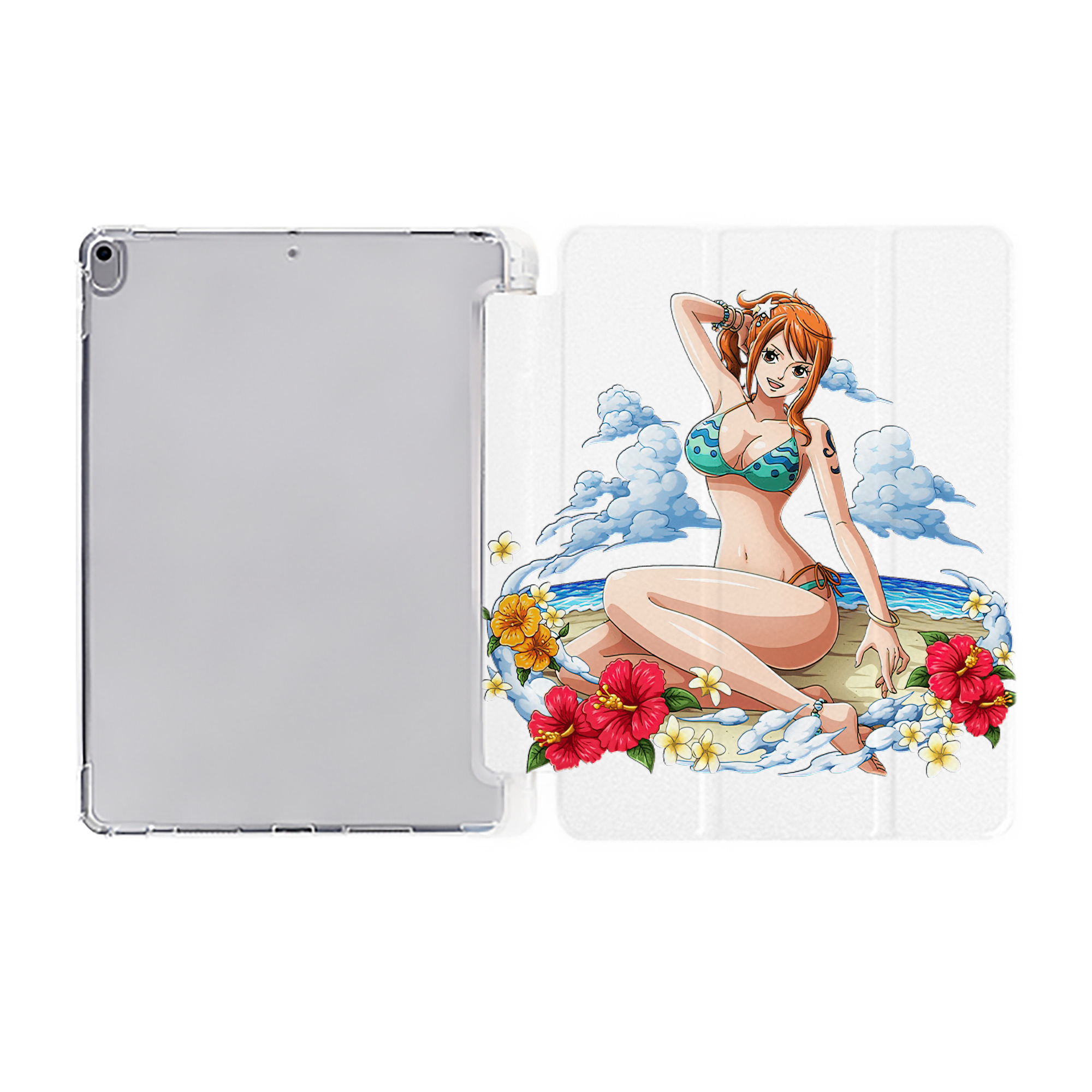 （画像用） ワンピース ナミ ONE PIECE Nami IPad ケース ペン収納付き 三つ折りスタンド PUレザー×シリコン 対応機種9.5/10.5/10.9インチ